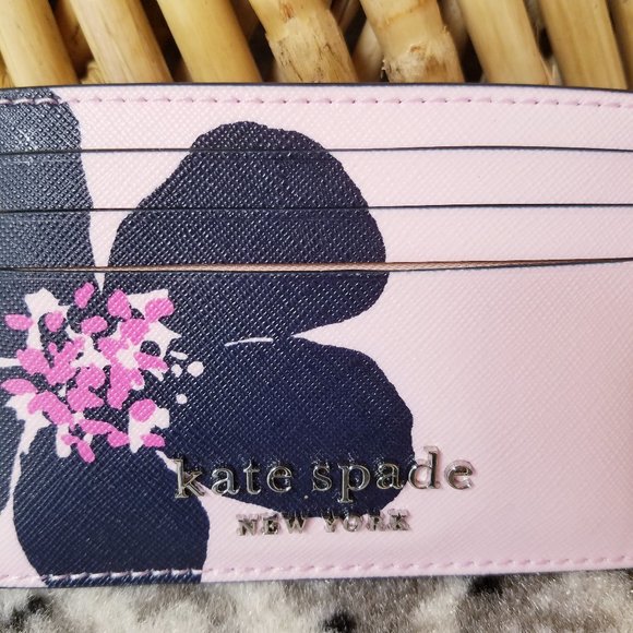 Small Slim Card Holder Kate Spade Grand Flora Pink - Picture 3 of 7